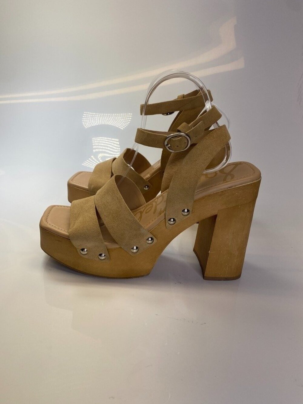 Sam Edelman Women's Leather Rosalind Strap Sesame Wooden Heel Sandal Sz 10 - Picture 8 of 11